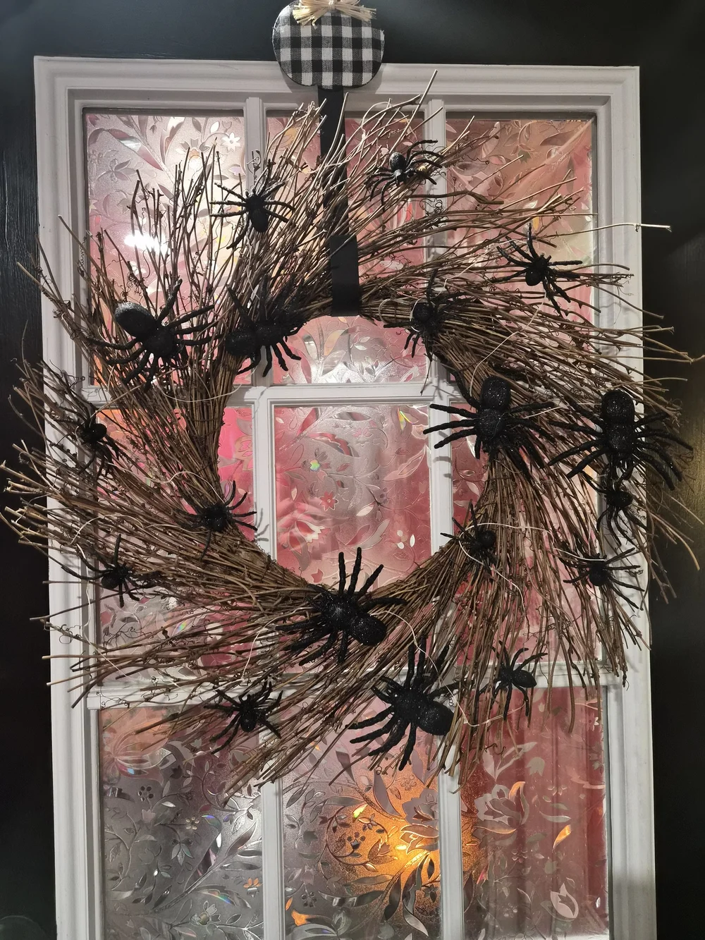 Halloween Spider Twig Wreath - Black & Brown